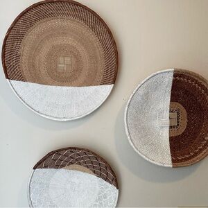 New West Elm 2 Tone Handwoven Decorative Wall Baskets